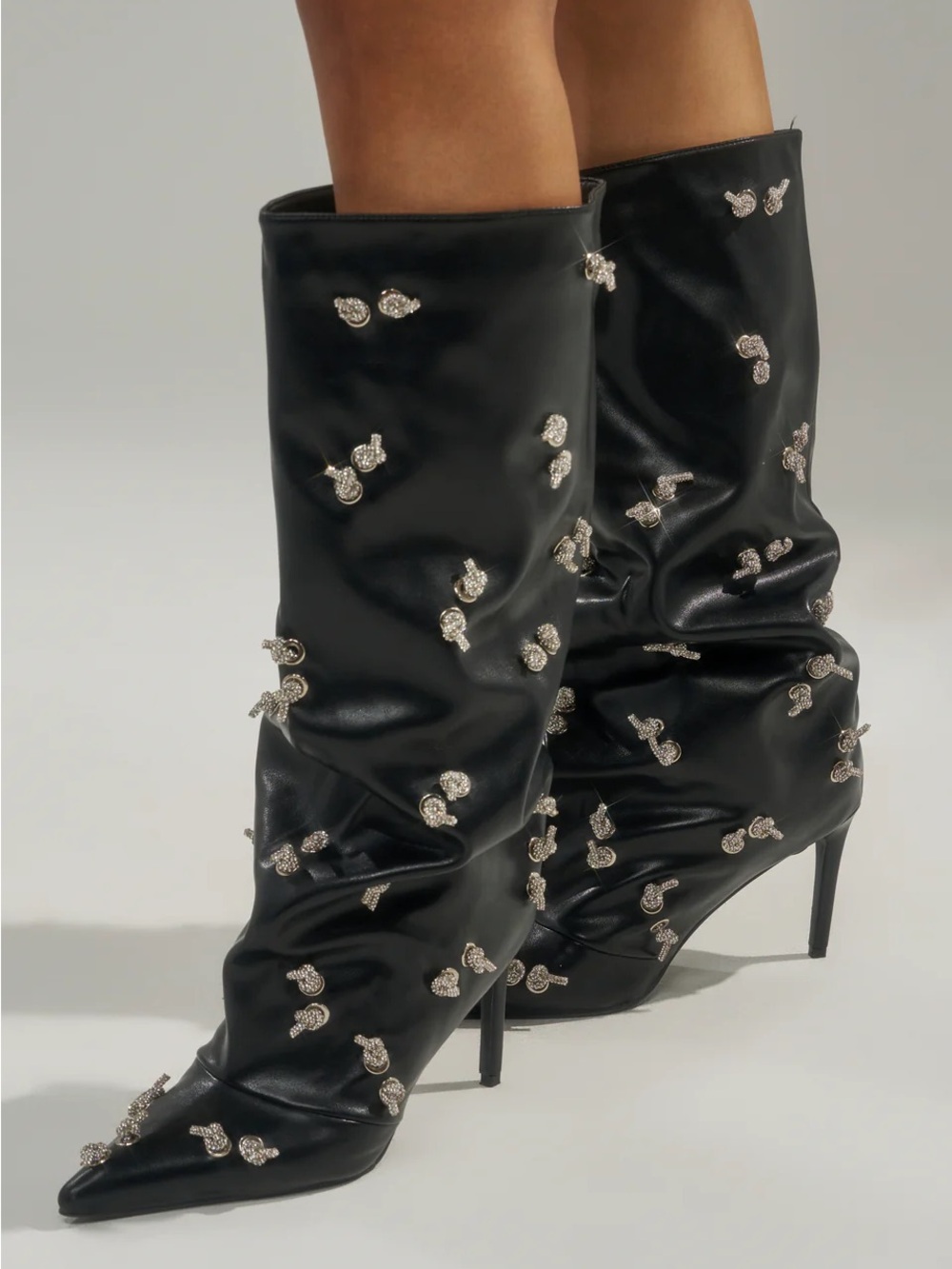 Azalea Wang “Coleman” Embellished Black Boot Size US 8 - Picture 3 of 11